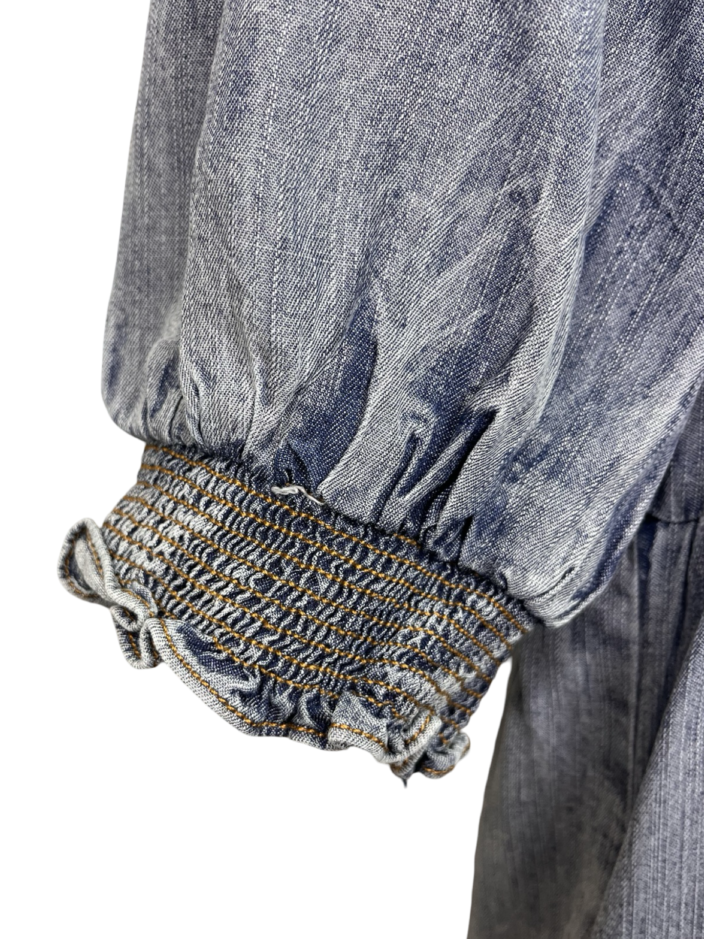 Tiered Skirt Short Sleeve Washed Denim Dress