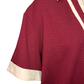 Collar V Neck Short Sleeve Top Wine