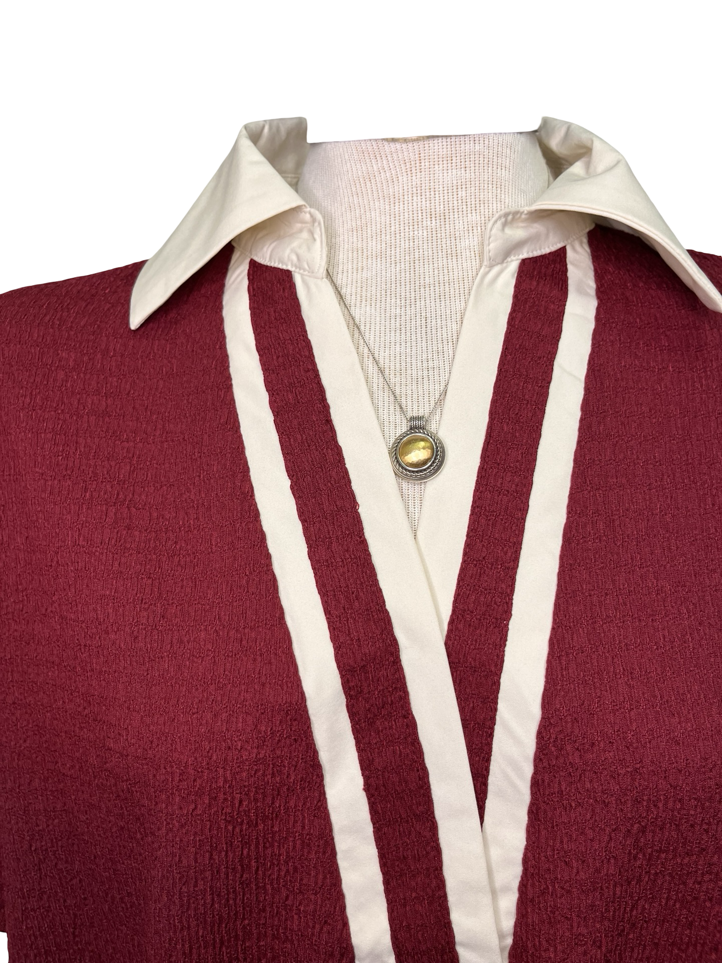 Collar V Neck Short Sleeve Top Wine
