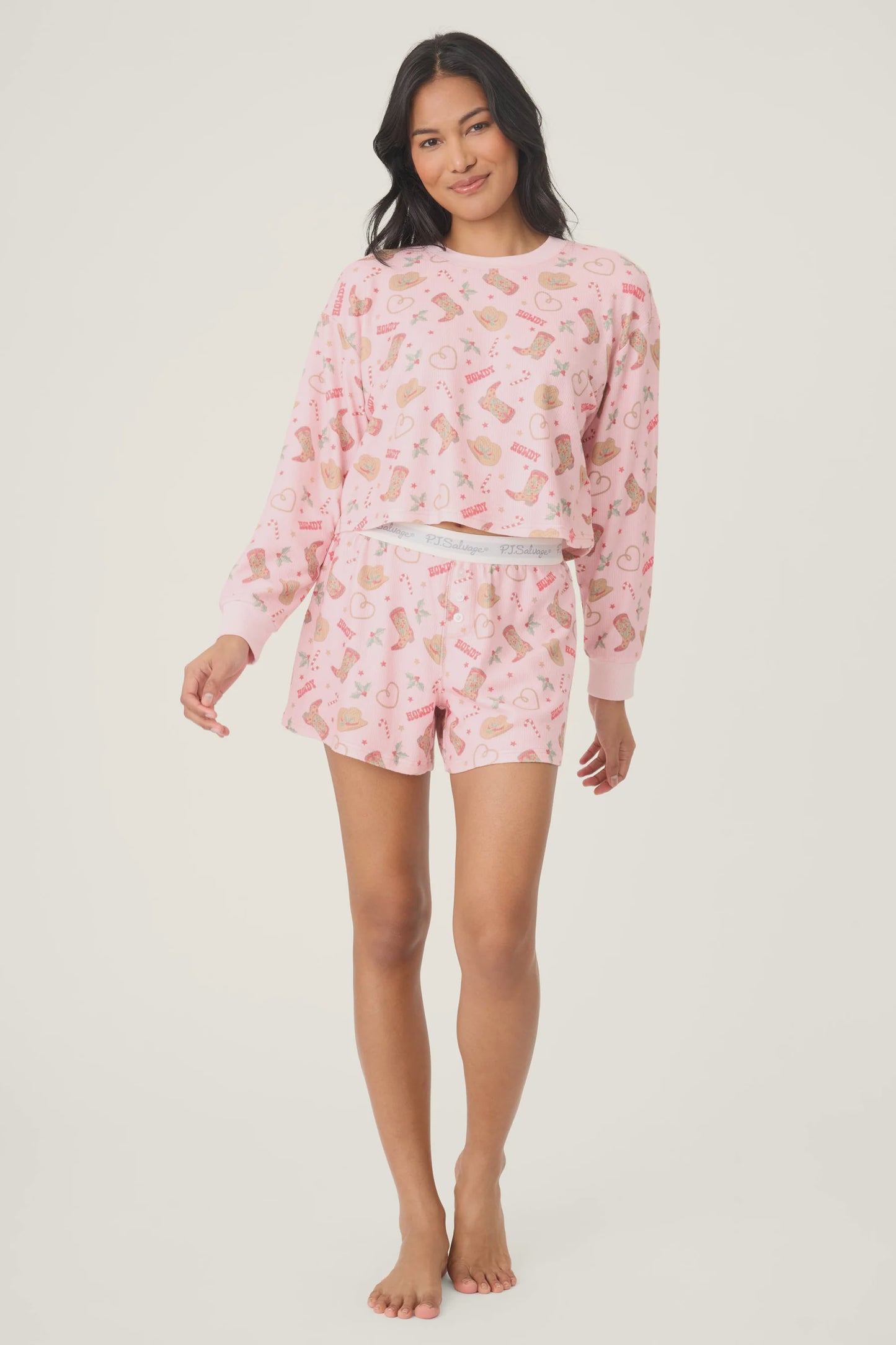 Boyfriend Boxer Western Holiday Print Shorts PJ Set