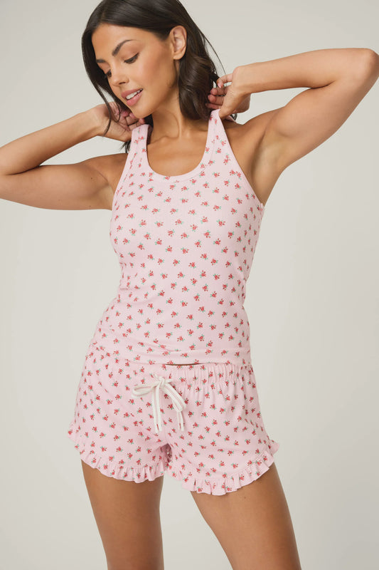 Crazy for the Holidays Ditsy Floral Print Short PJ Set