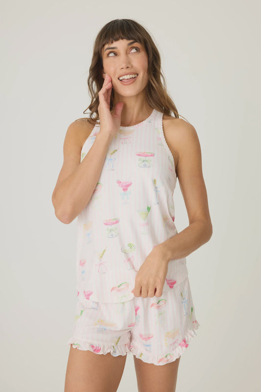 Pretty Punch Cocktail Print Racerback Tank Top