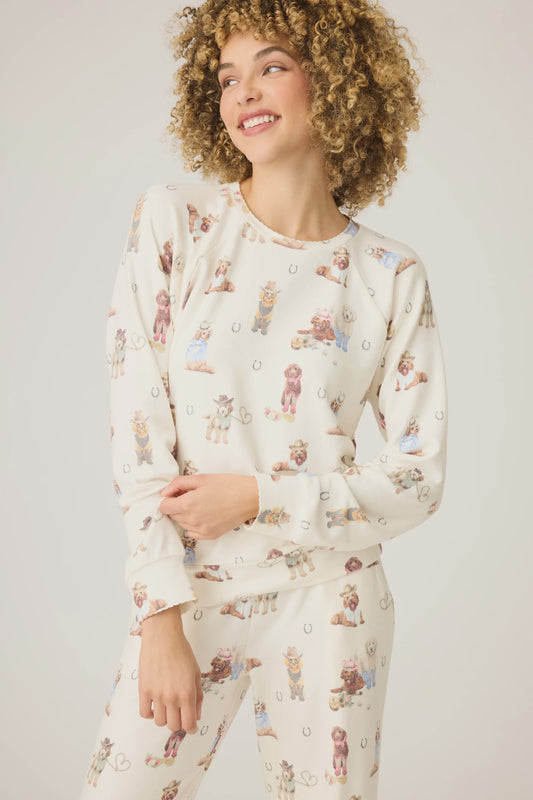 Ruff on the Range Dog Print Long Sleeve Top