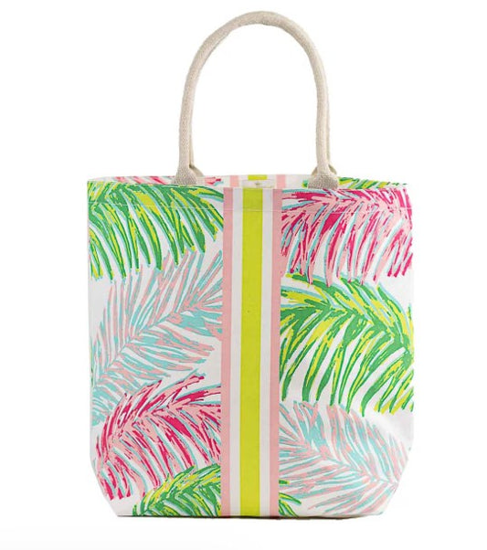 Veracruz Coast Tote in White/Pink/Lime