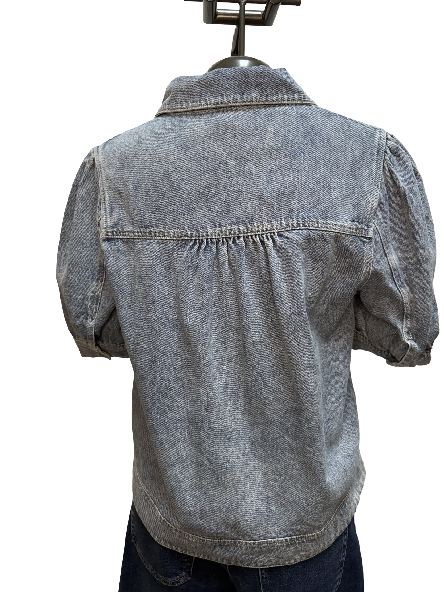 Short Puff Sleeve Denim Jacket