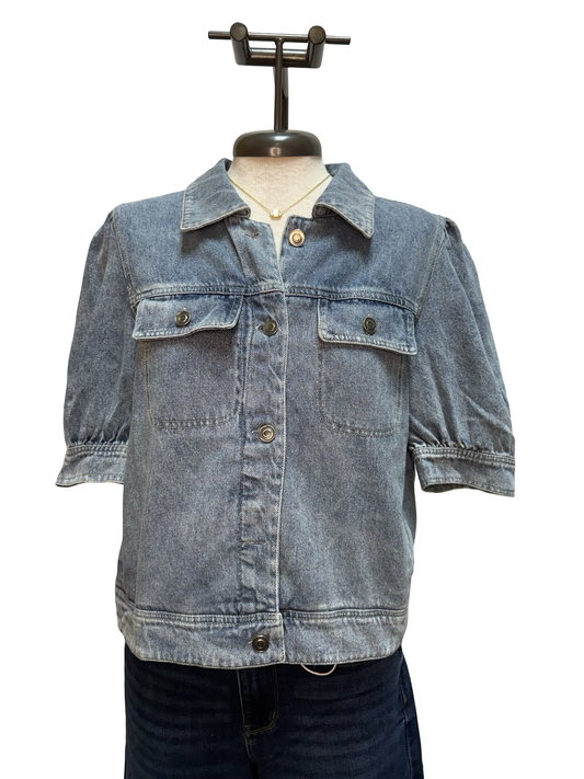 Short Puff Sleeve Denim Jacket