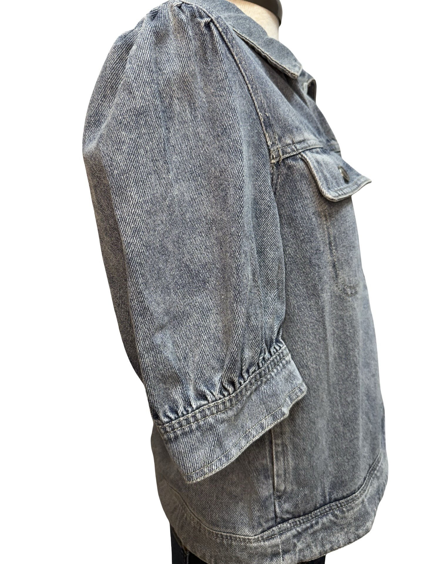 Short Puff Sleeve Denim Jacket
