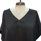 Solid V Neck Short Sleeve Blouse Black