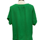 Solid V Neck Short Sleeve Blouse Green