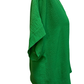 Solid V Neck Short Sleeve Blouse Green