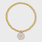 Cross Accented Shell Charm Stretch Bracelet Gold