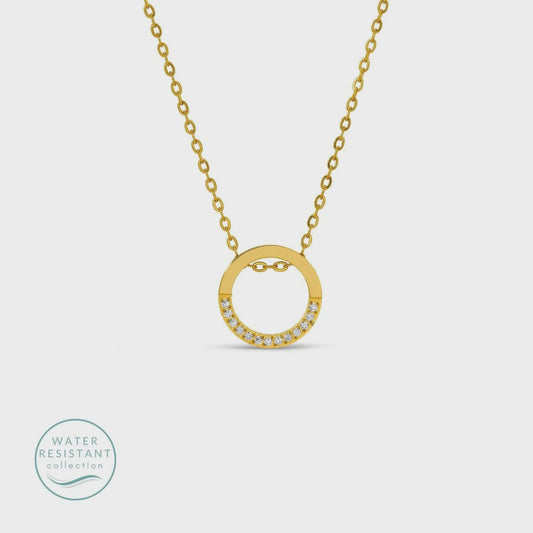 Contemporary Pave Pendant Water Resistant  Necklace