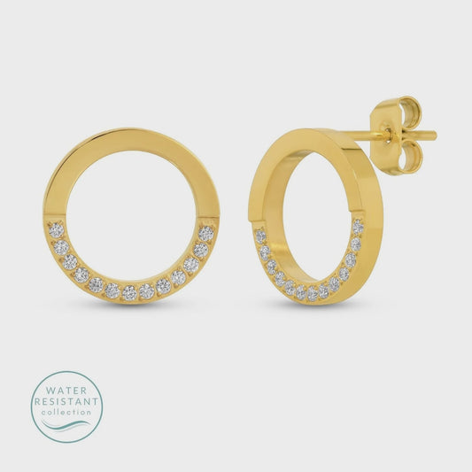 Contemporary Pave Studs Water Resistant Earrings