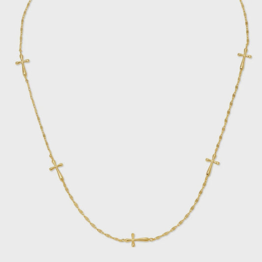 Minimalist Cross Collar Necklace Gold