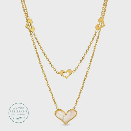 Double Layer Heart Water Resistant Necklace