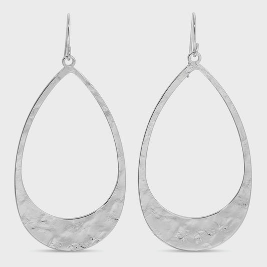 Long Gilded Contemporary Teardrop Earrings Silver