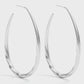 Twisted Long Statement Hoop Earrings Silver