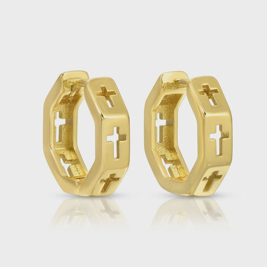 Understated Cross Huggies Gold