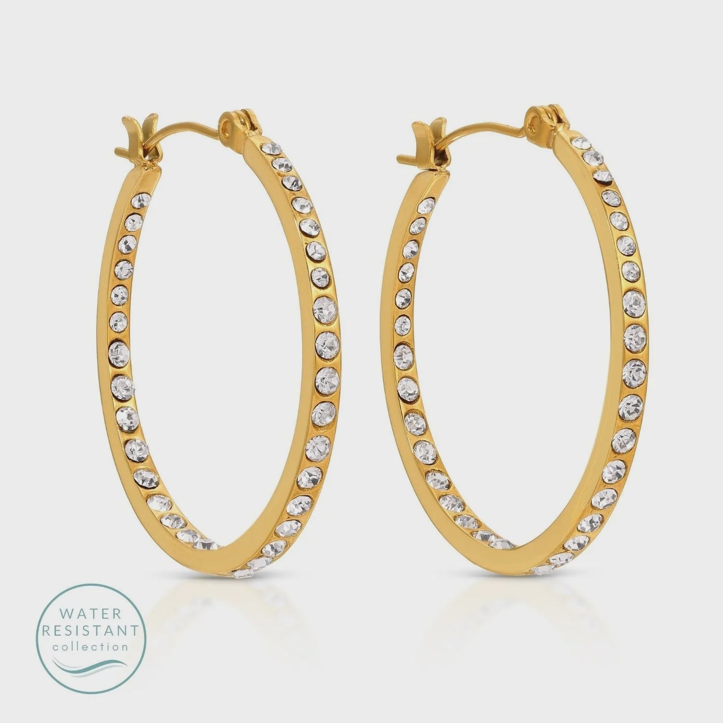 Latch Back CZ Hoops Water Resistant Earrings