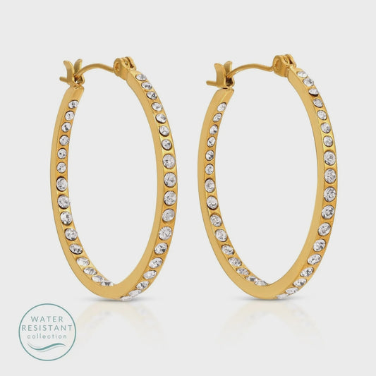 Latch Back CZ Hoops Water Resistant Earrings