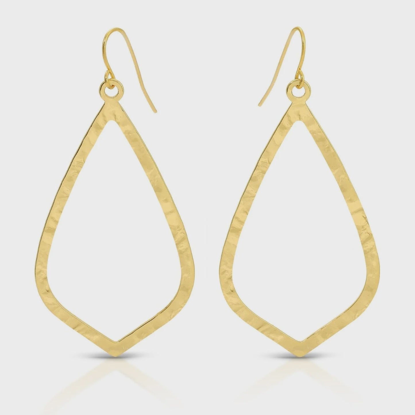 Long Textured Teardrop Earrings Gold