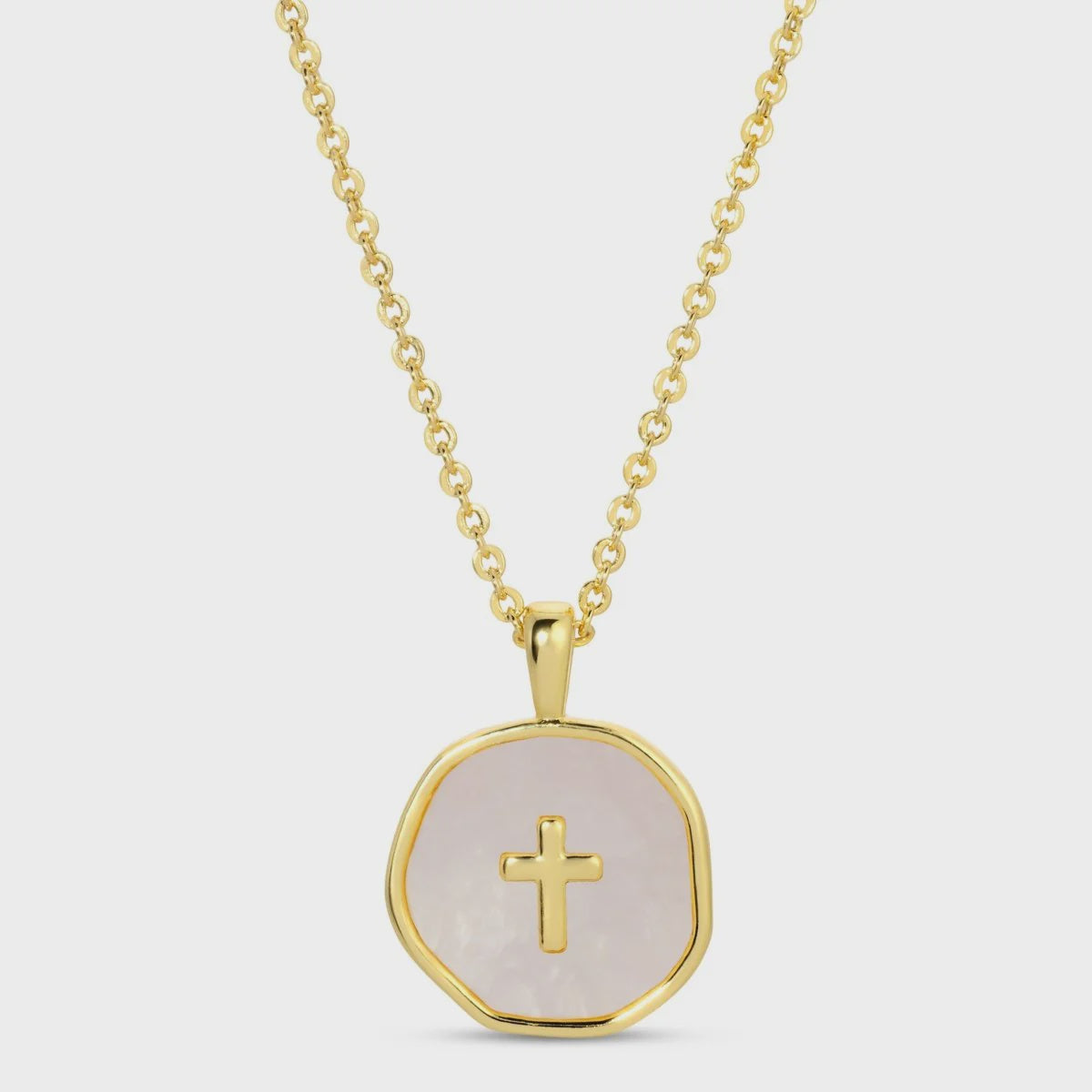 Shell with Cross Pendant Necklace Gold