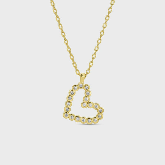 Delicate CZ Heart Pendant Necklace Gold