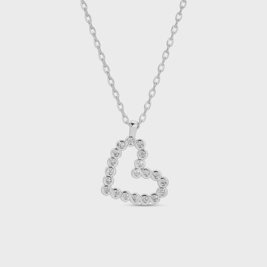 Delicate CZ Heart Pendant Necklace Silver