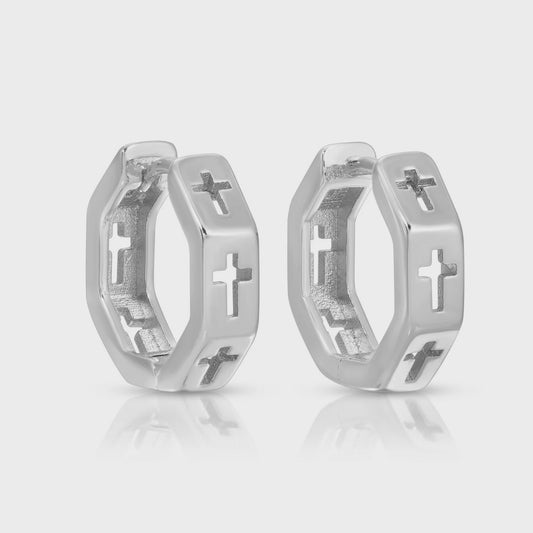 Understated Cross Huggies Silver