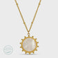 Round Accented Pendant with Shell Center Water Resistant Necklace