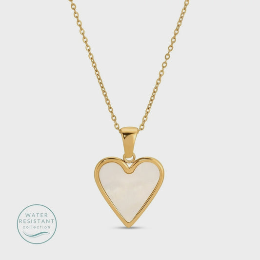 Shell Heart Pendant Water Resistant Necklace