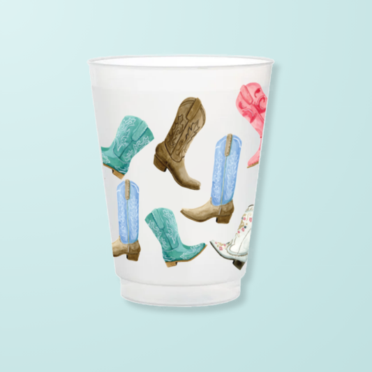 Colorful Cowboy Boots Frosted Cup Set