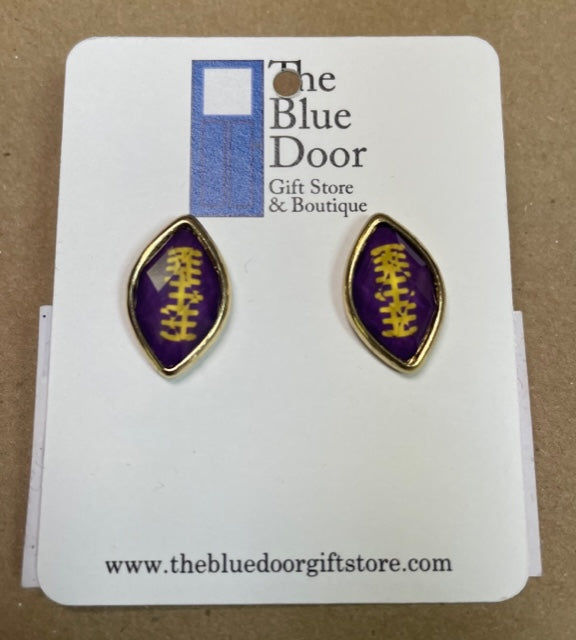 Purple Football Stud Earrings