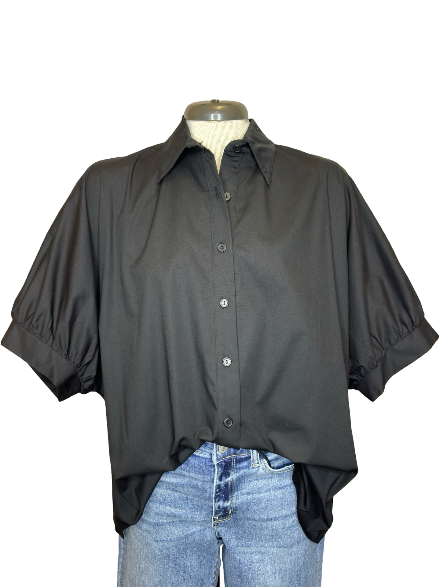 Arizona Oversized Button Down Top Black