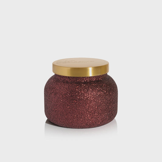 Capri Blue Glam Maroon Glitter Jar Tinsel & Spice 19oz