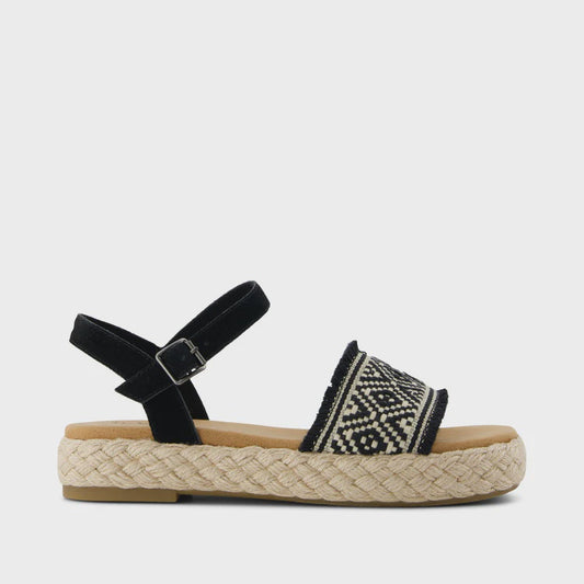 Abby Flatform Espadrille Sandal Black Diamond Global Woven