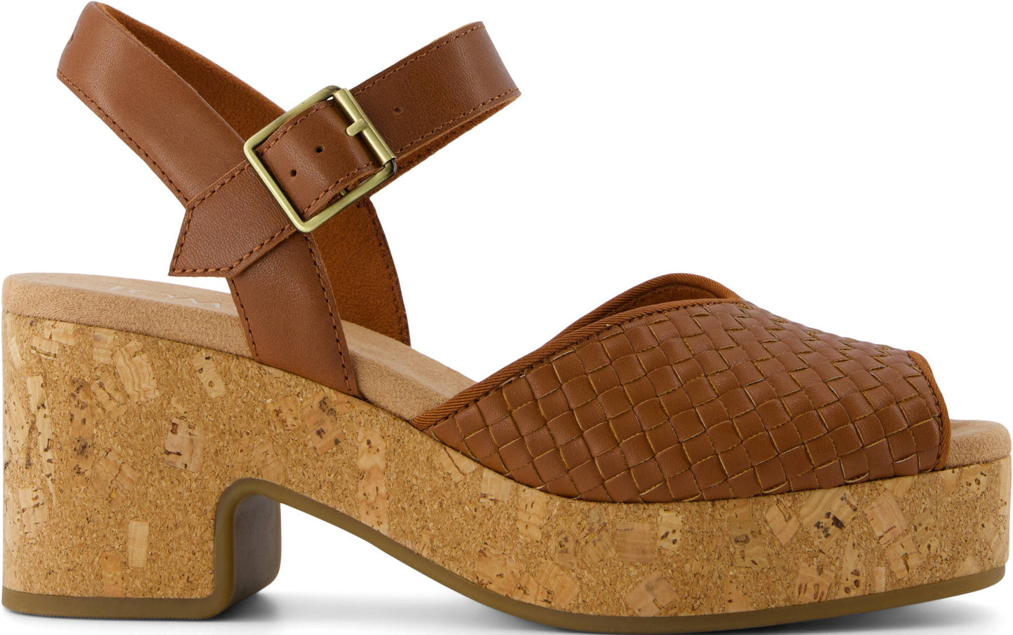 Isla Peep Toe Amber Brown Woven Basket