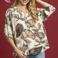 Boho Paisley Puff Sleeve Blouse Cream