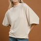 Mock Neck Dolman Sleeve Knit Top Ecru