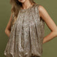 Satin Leopard Bubble-Hem Top