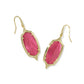 Dani Stepped Frame Drop Earrings Gold Dark Pink Illusion