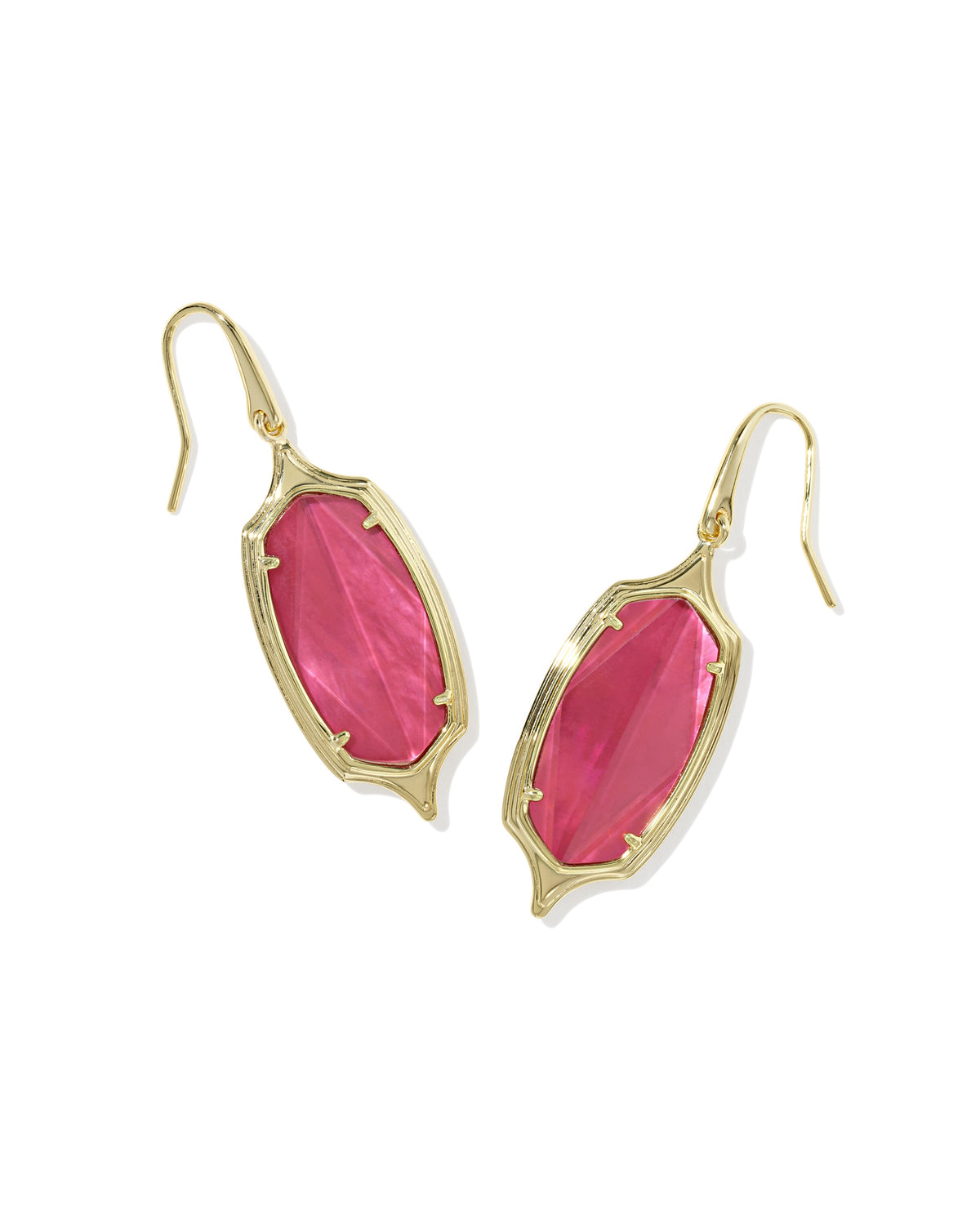 Dani Stepped Frame Drop Earrings Gold Dark Pink Illusion