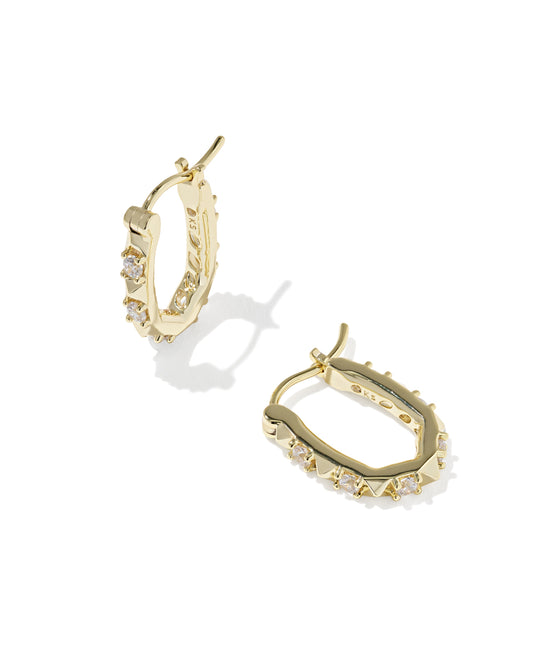 Fate Huggie Earrings Gold White CZ