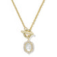 Daphne Crystal Frame Toggle Necklace Gold Ivory MOP