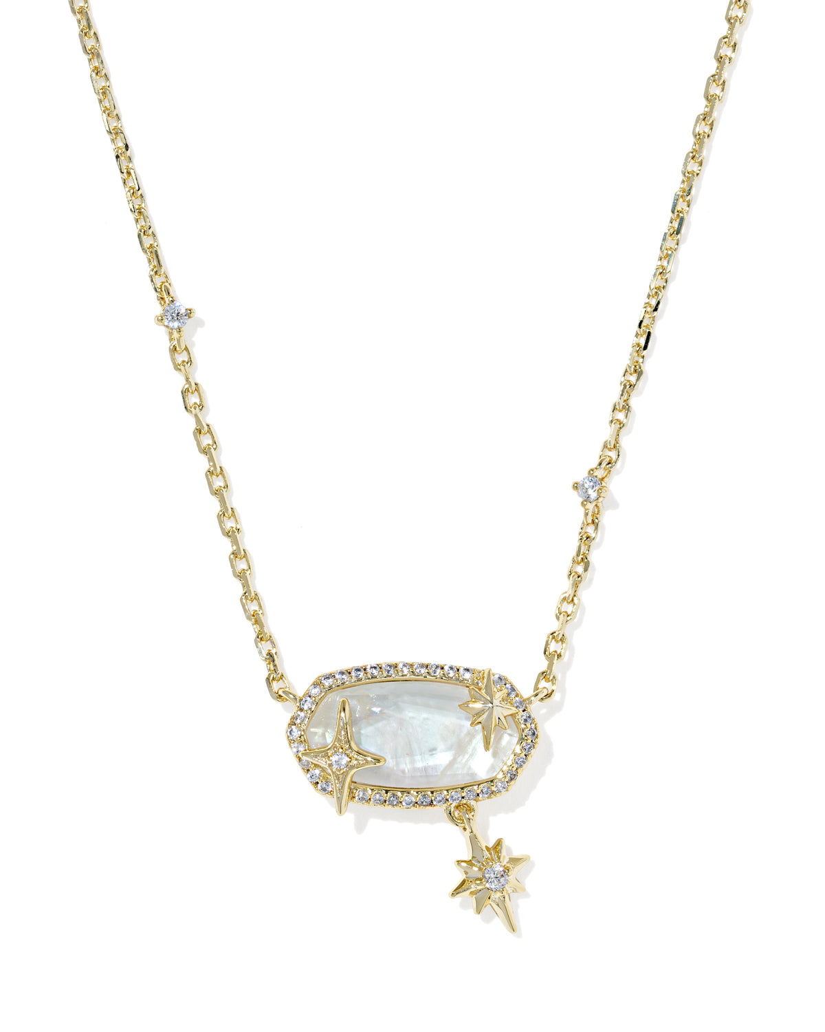 Elisa Star Short Pendant Necklace Gold Crystal Ivory Illusion