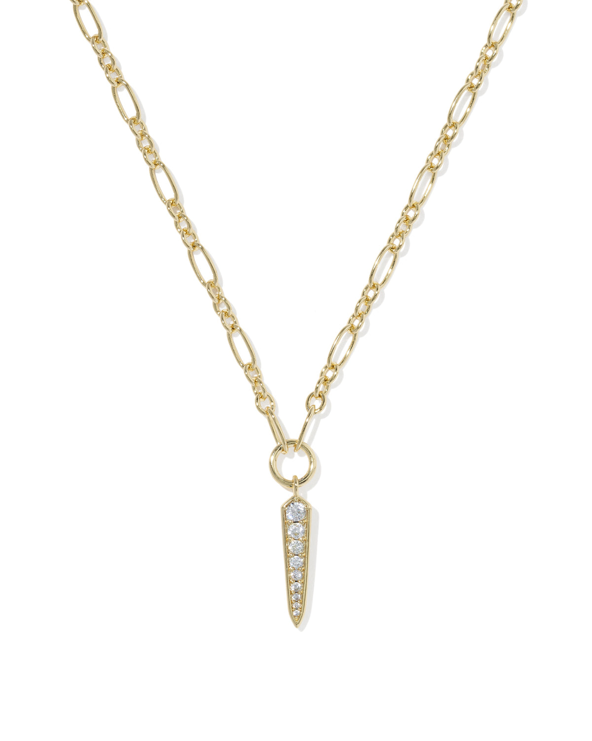 Fate Short Pendant Necklace Gold White CZ