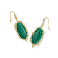Dani Stepped Frame Drop Earrings Gold Green Malachite