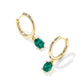 Cailin Single Stone Huggie Earrings Gold Teal Green Crystal
