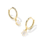 Cailin Single Stone Huggie Earrings Gold Ivory MOP