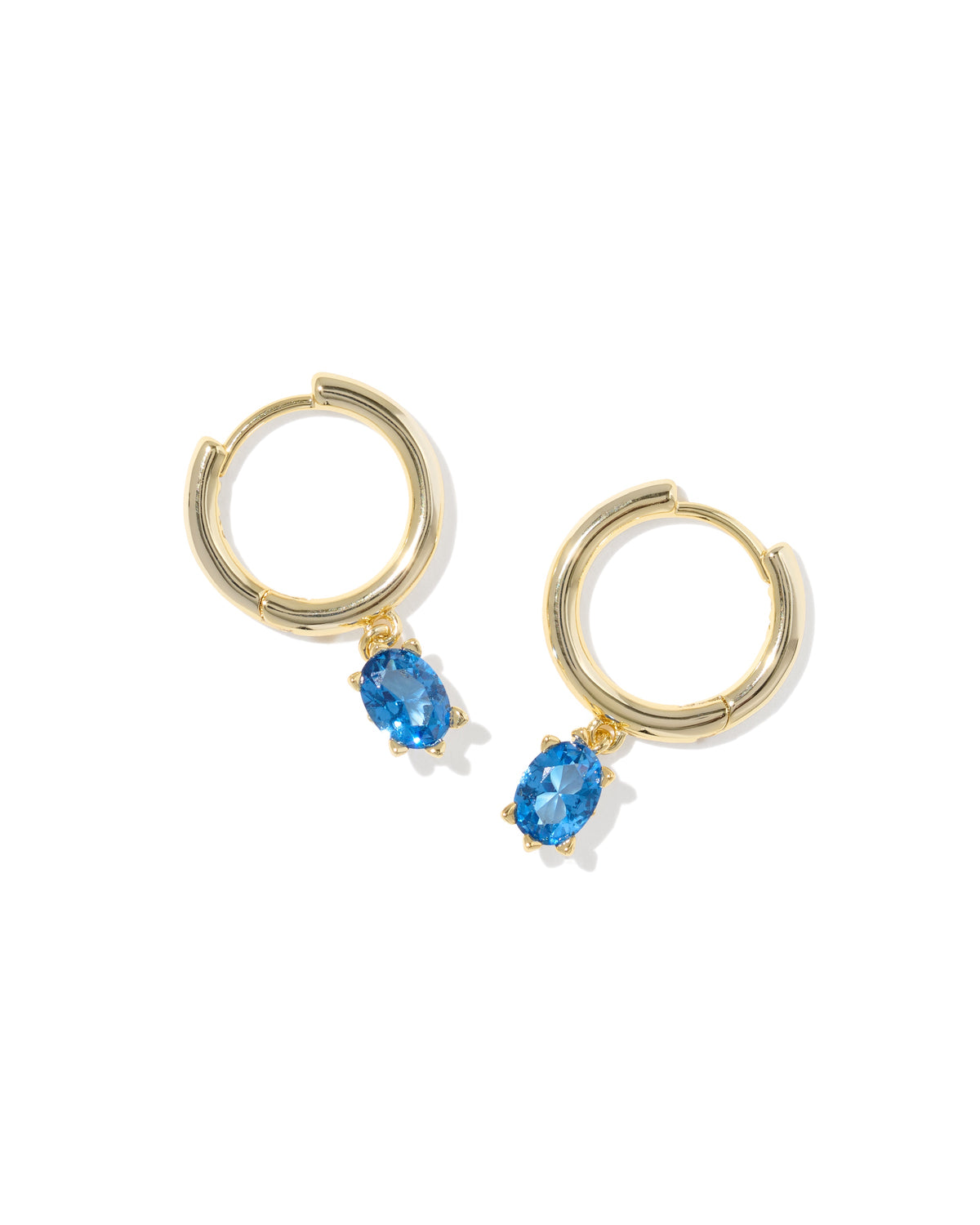 Cailin Single Stone Huggie Earrings Gold Blue Crystal